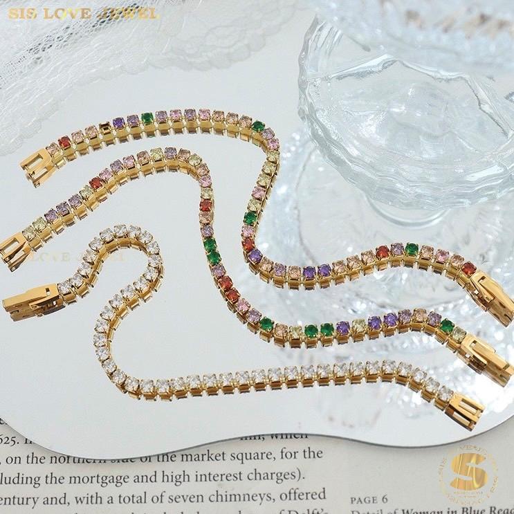 Thin Tennis Bracelet B148 White