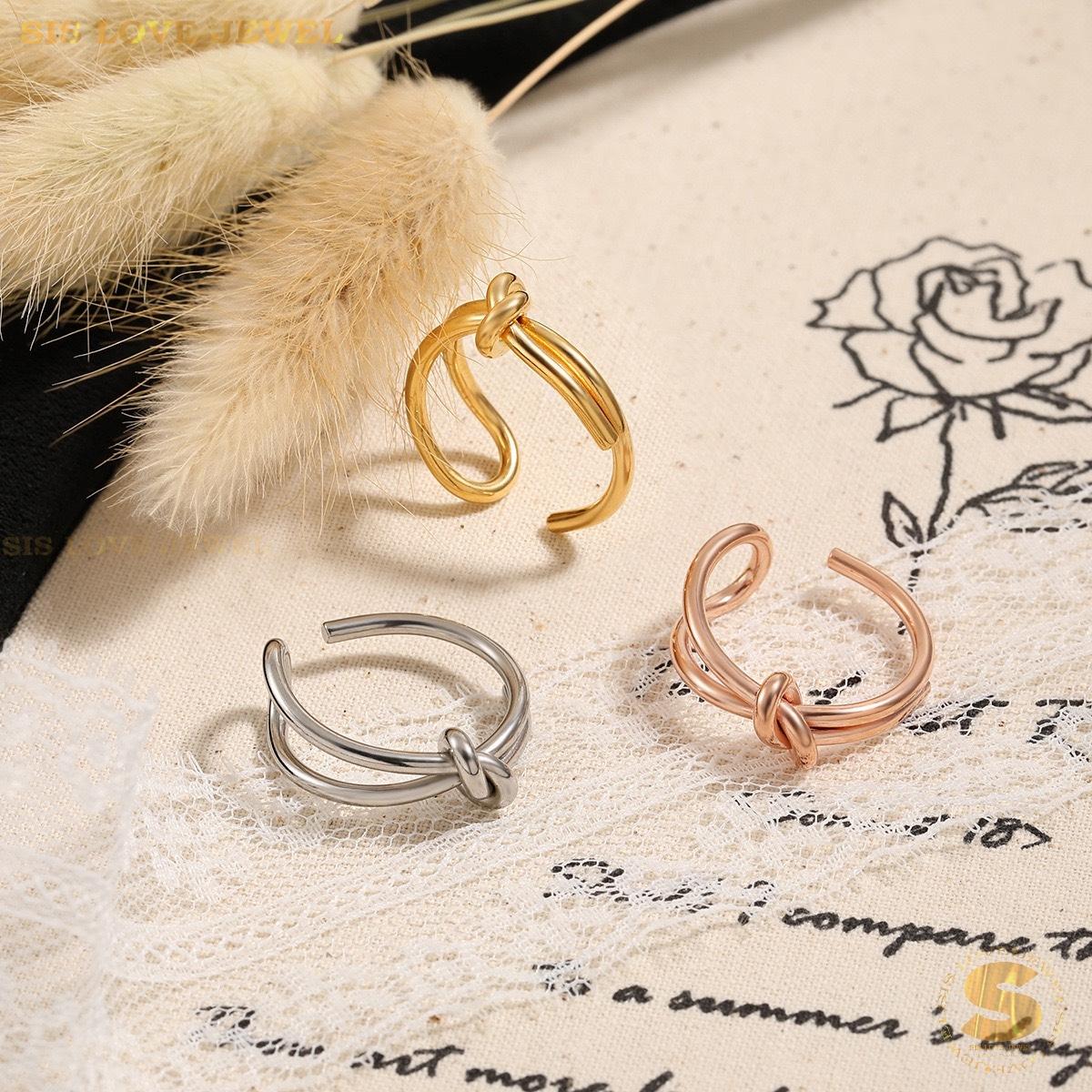 Simple Gold Plated Love Knot Ring R056