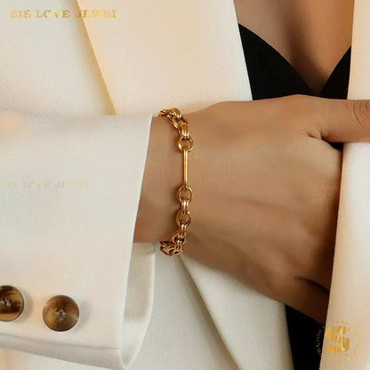 Chic 18K Gold Paperclip Chain Set N158 B246