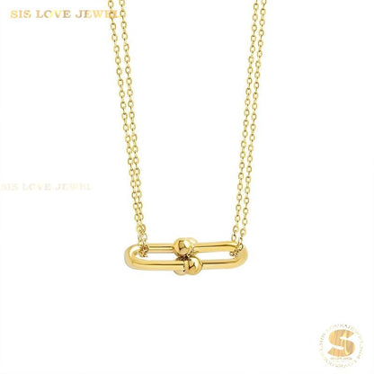 Golden Link Charm Necklaces N148