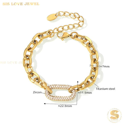Zirconia Chain Necklace and Bracelet Set