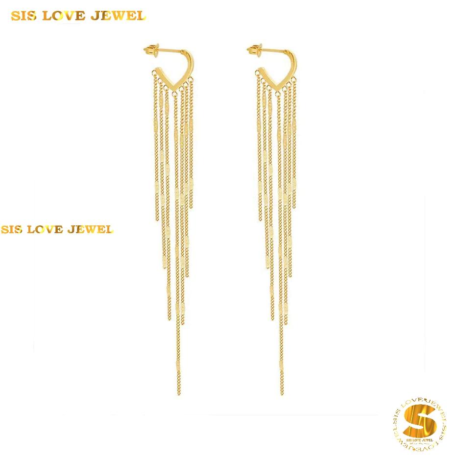 Heart Tassel Chain Drop Earrings S058