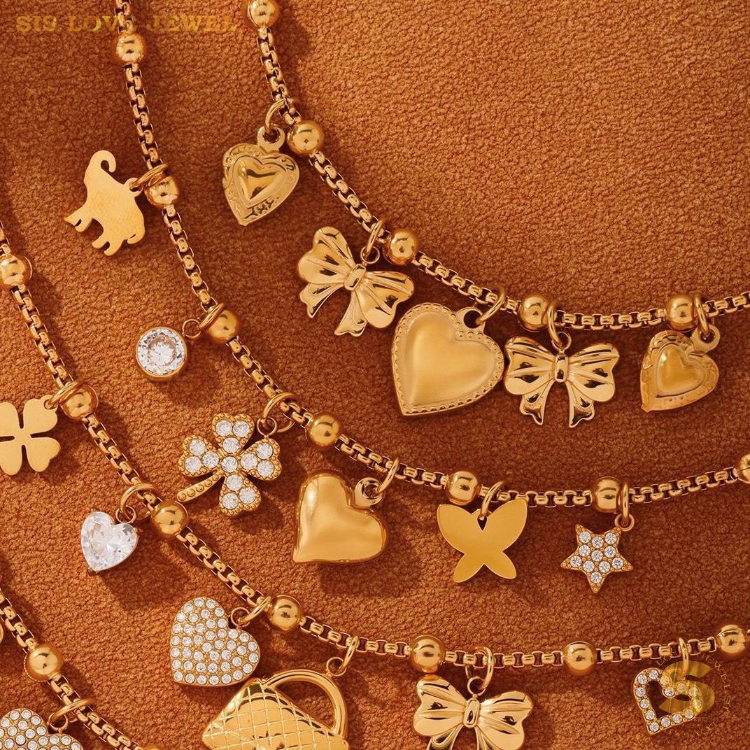 Sweet Bow & Love Charm Bracelet B256