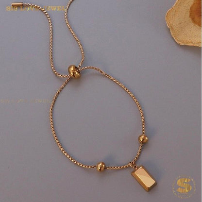 Gold Bar Adjustable Chain Bracelet B097