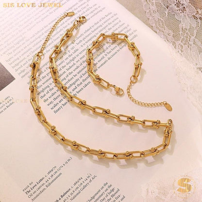 Link Necklace & Bracelet Set