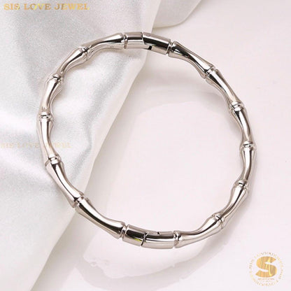 Whispering Bamboo Silver Bangle H054 Silver