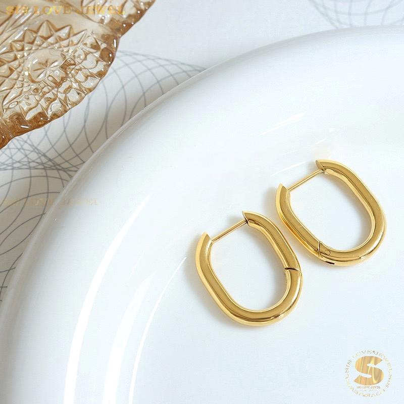 Sleek Rectangular Gold Hoops S020
