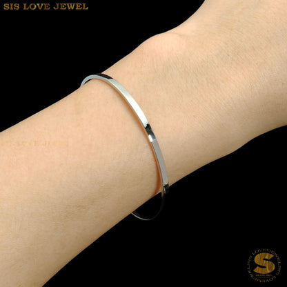 Classic Plain Round Bangle H005 Silver