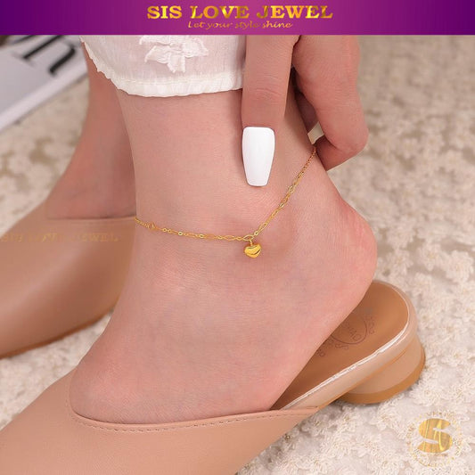 Dainty Heart Charm Gold Plated Anklet A030