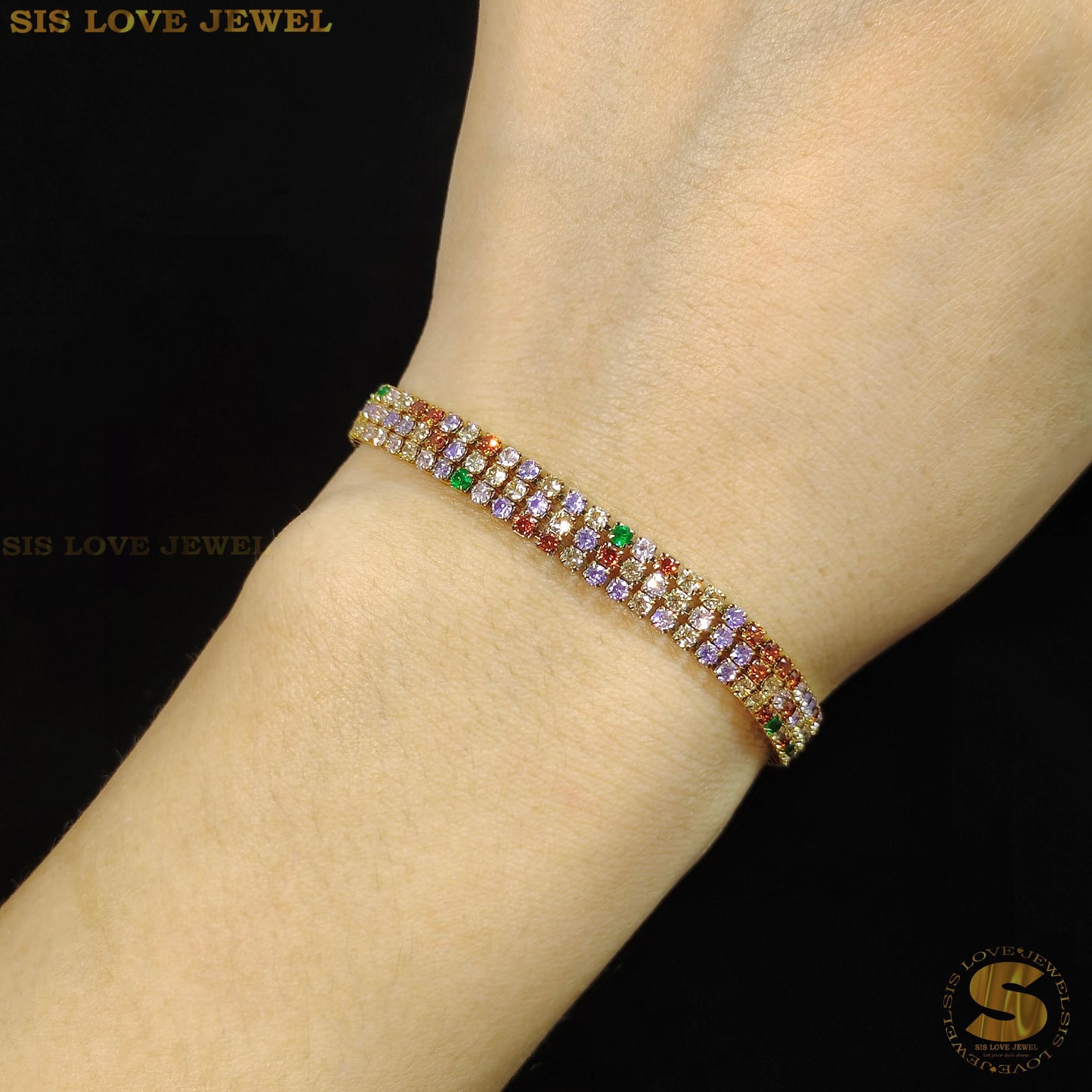 Colorful Cubic Zirconia 3 Layers Bracelet B146