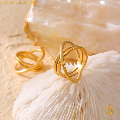 Cross Design Adjustable Ring R107