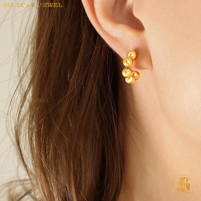 Minimalist C Shapel Halo Studs S024