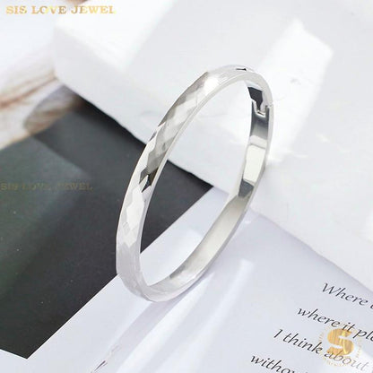 Silver Color Simple Oval Bangle H093