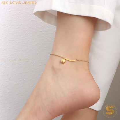Smiley Face Gold Plated Anklet A025