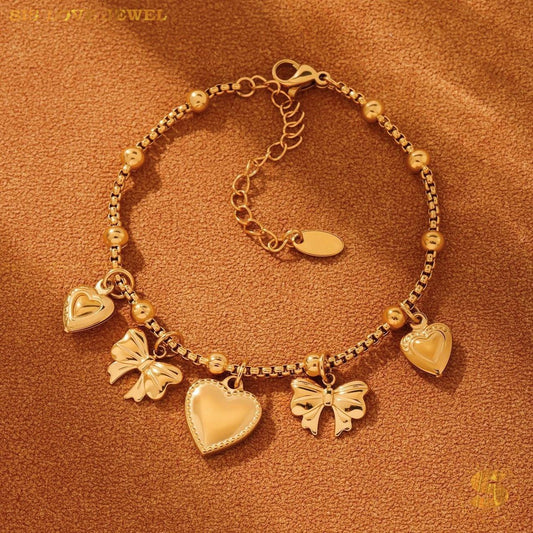 Sweet Bow & Love Charm Bracelet B256