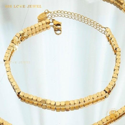 Cube Bead Gold Plated Anklet A033