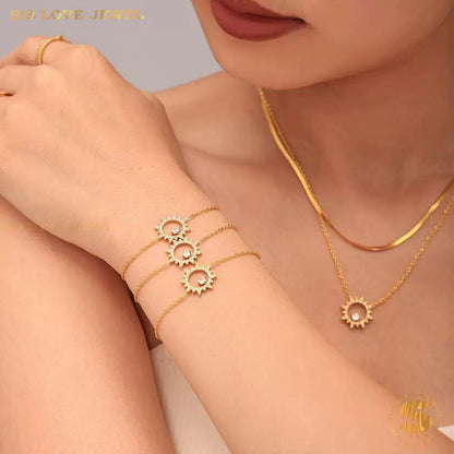 Sunny 18K Gold Sun Zircon Bracelet B243