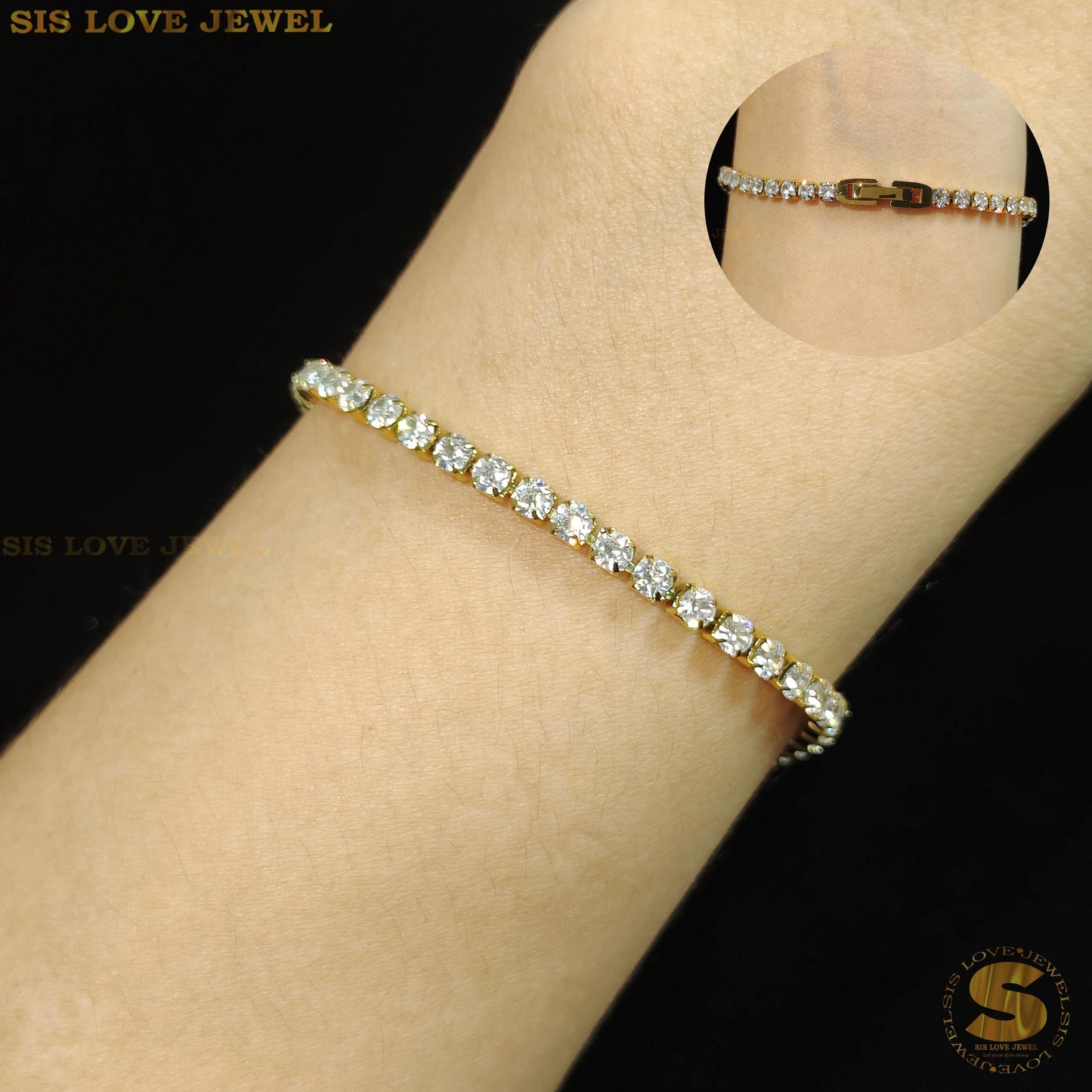 Cubic Zirconia Tennis Thin Bracelet B148