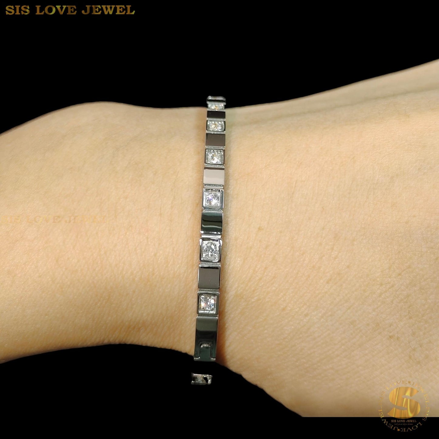 Silver Bee Zirconia Bangle H033 Silver