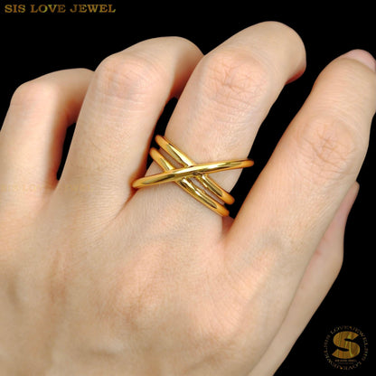 Cross Design Adjustable Ring R107