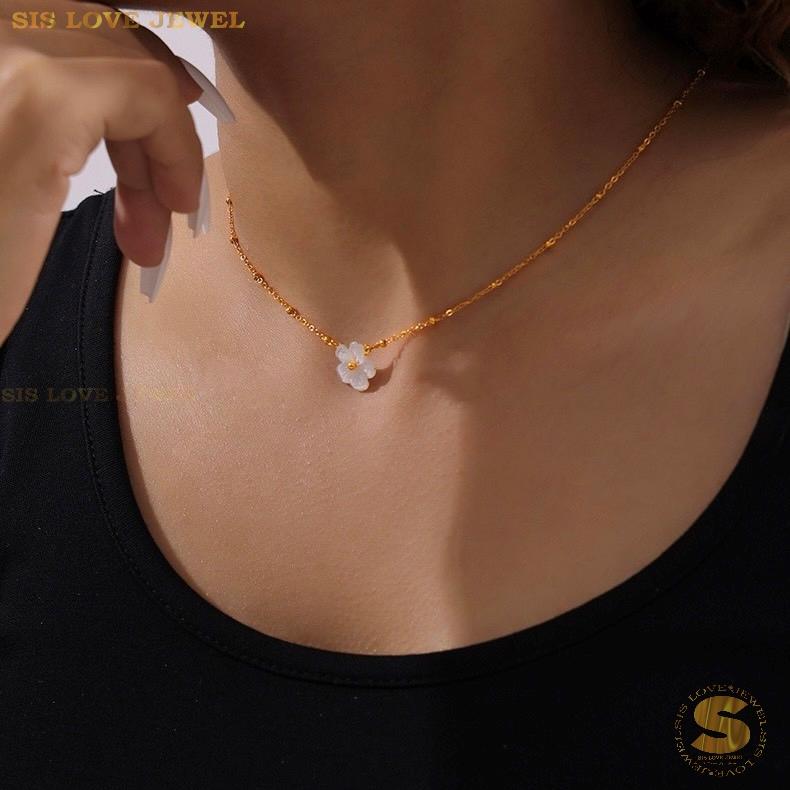 White Flower Shell Necklace N118