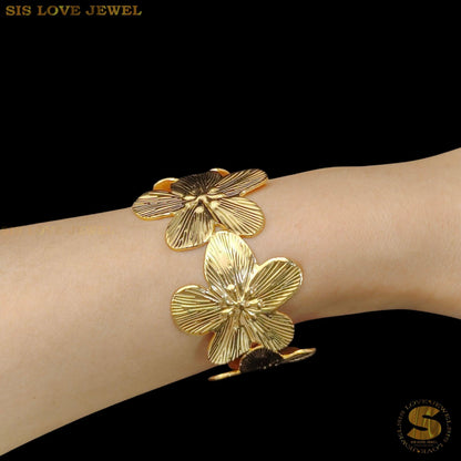 Big Flowers Adjustable Open Bangle H159