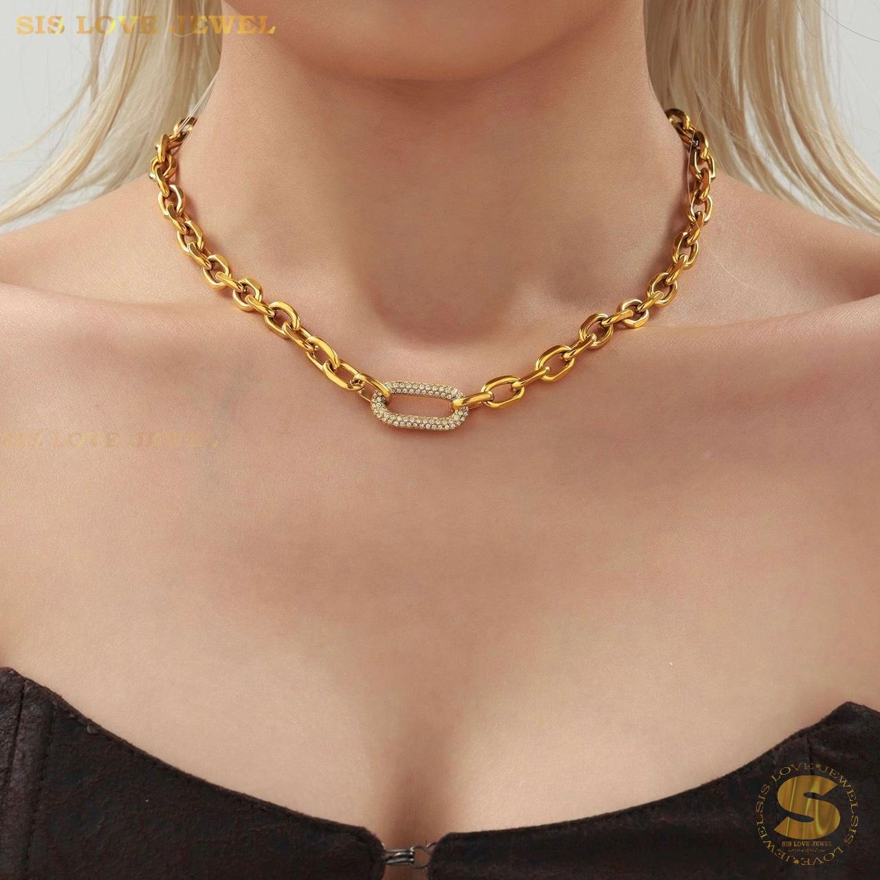 Zirconia Chain Necklace and Bracelet Set