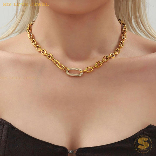 Zirconia Chain Necklace and Bracelet Set