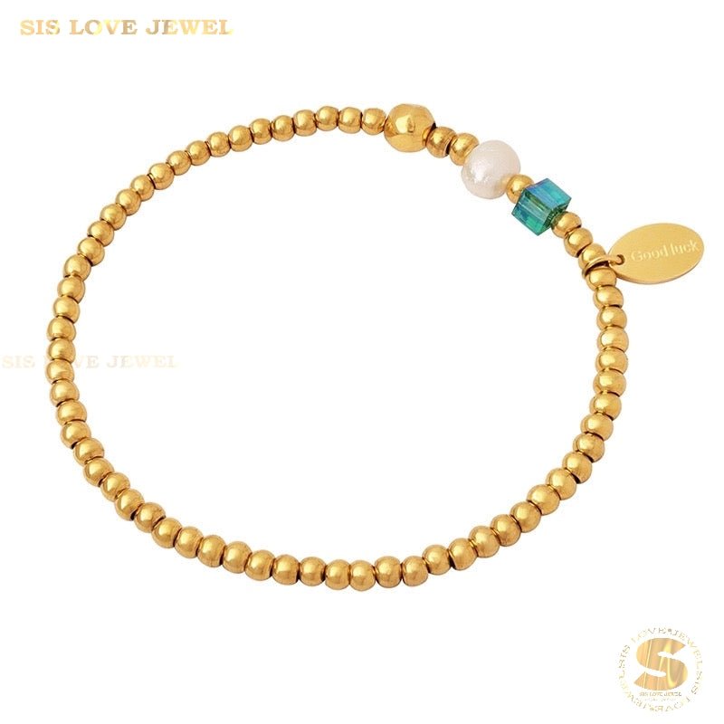 Boba Bead Pearl Crystal Bracelet B067