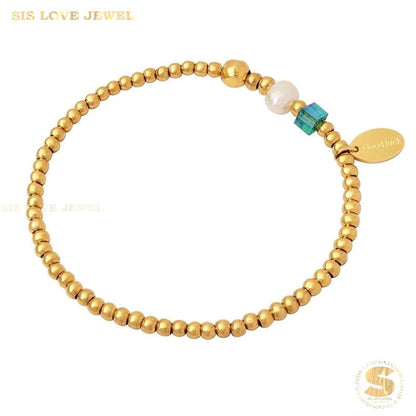 Boba Bead Pearl Crystal Bracelet B067