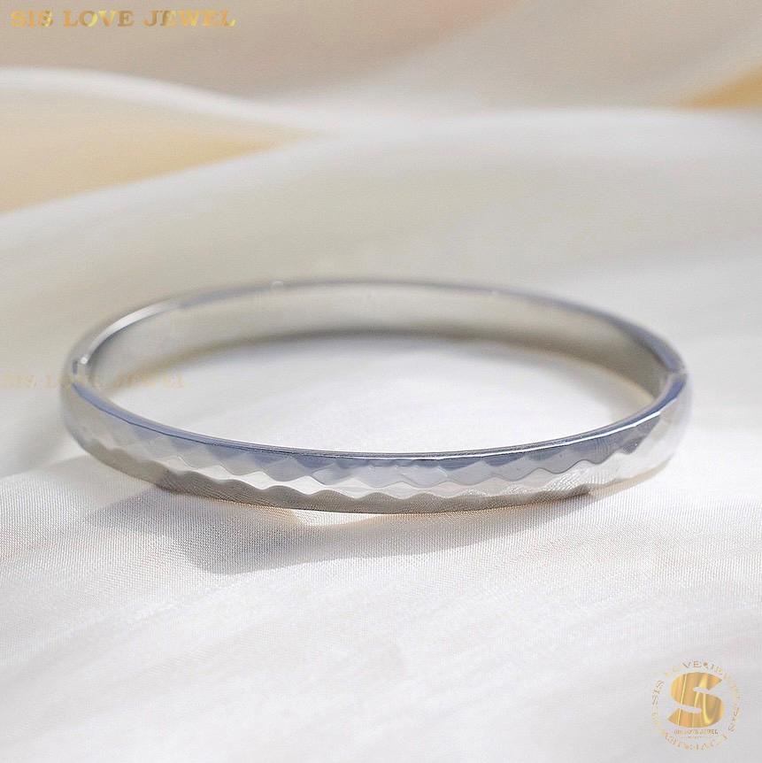 Silver Color Simple Oval Bangle H093