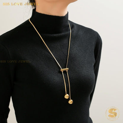 Boba Pendant Snake Chain Long Necklace N130