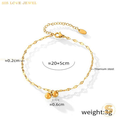 Double Ball Charm Gold Plated Anklet A034
