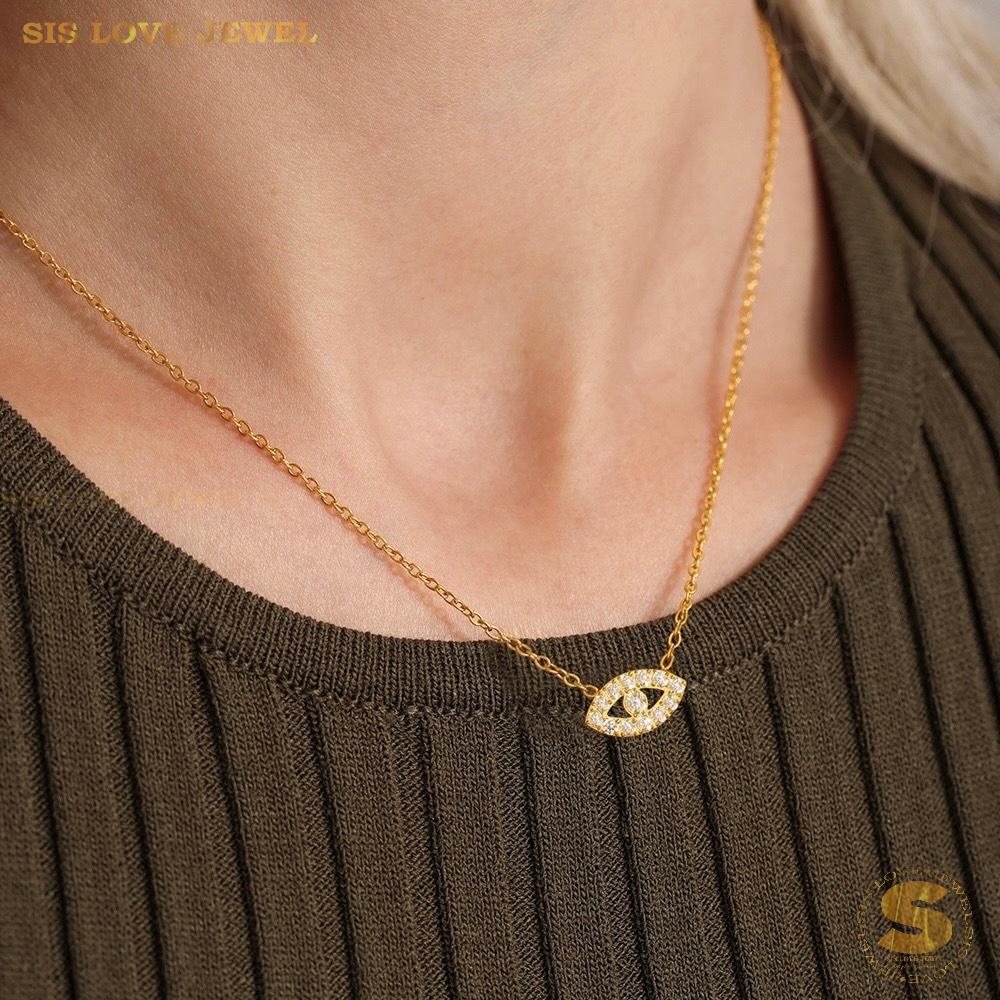 Zirconia Eye Necklace & Bracelet Set