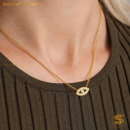 Zirconia Eye Necklace & Bracelet Set
