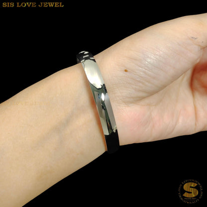 Half Row Zirconia Bangle H055 Silver