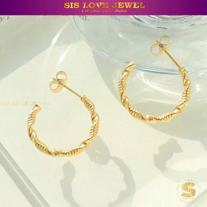 Gold Plated C Shape Studs S028
