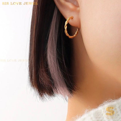 Gold Plated C Shape Studs S028