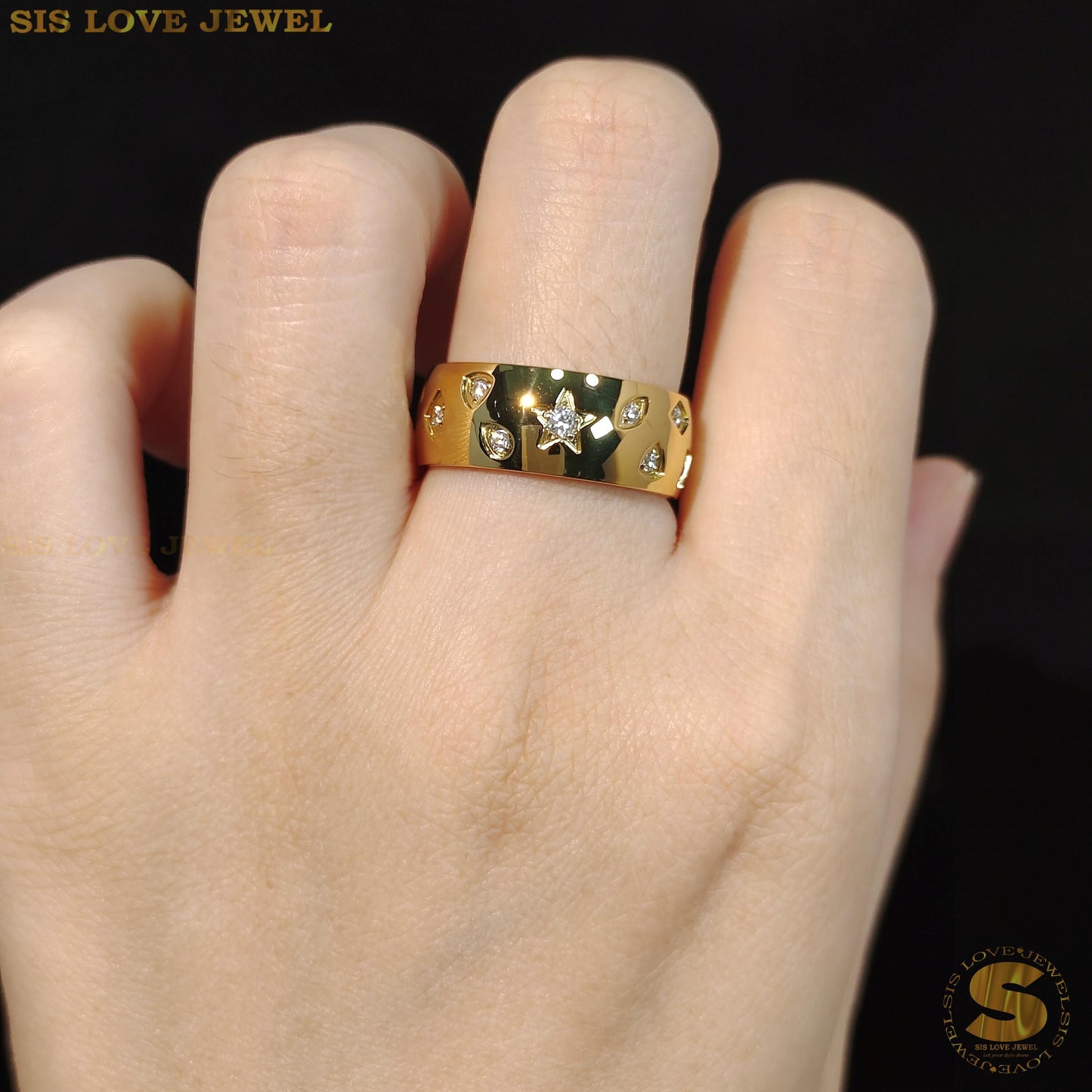Star Zirconia Ring R096 Gold