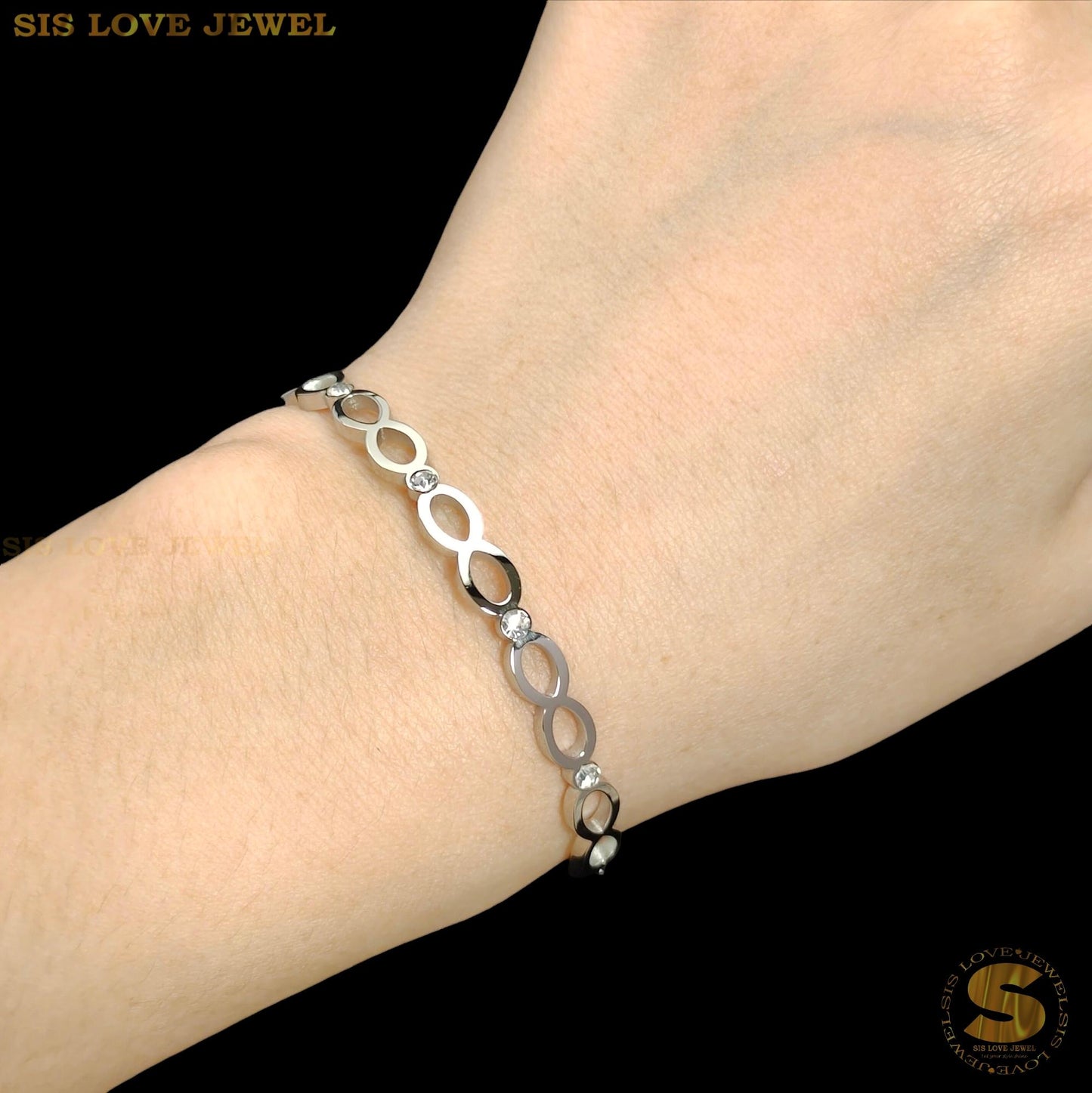 Silver Color Infinity Oval Bangle H011