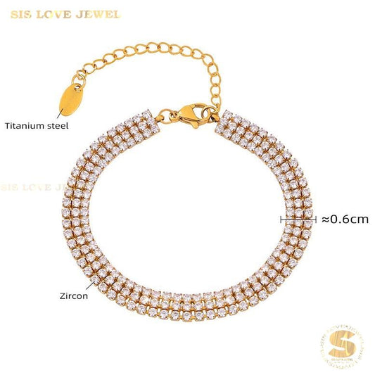 Cubic Zirconia 3-Layer Bracelet B1446 White