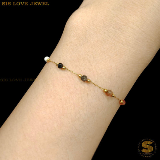 Boho 18K Gold Natural Stone Bracelet B241