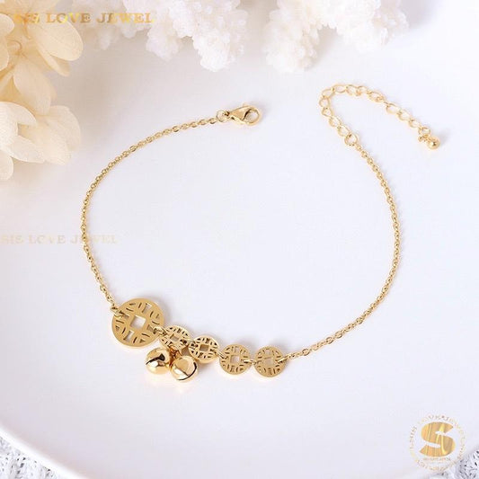 Lucky Coin Gold Plated Anklet A038