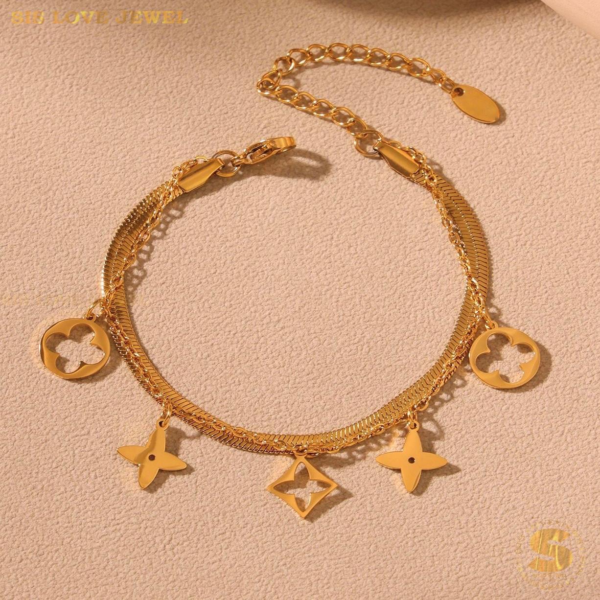 Double Layer Gold Plated Anklet A041