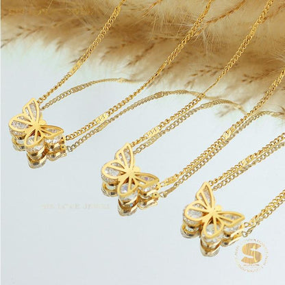 Sparkling Cubic Zirconia Butterfly Necklace N016