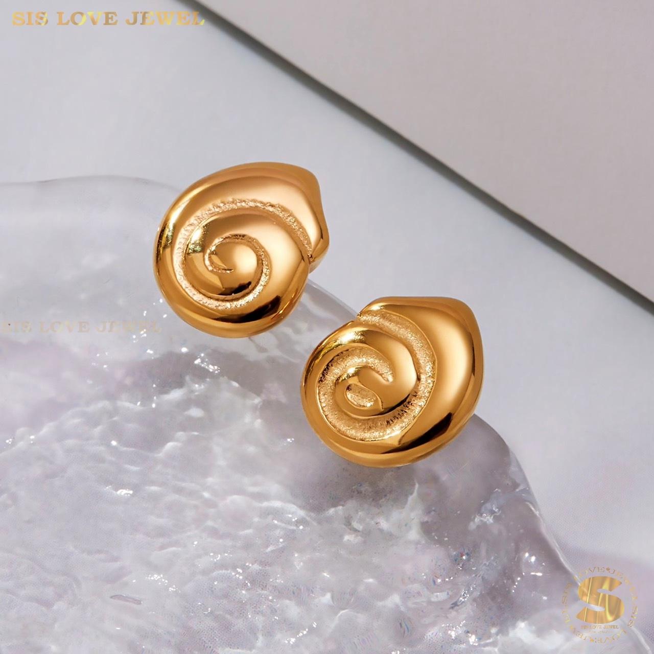 Vintage Spiral Gold Earrings S056