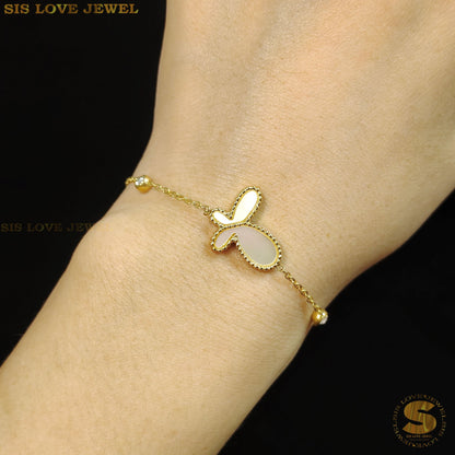 White Shell Butterfly Bracelet B149