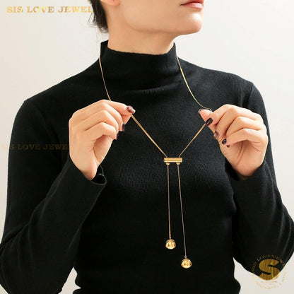 Boba Pendant Snake Chain Long Necklace N130