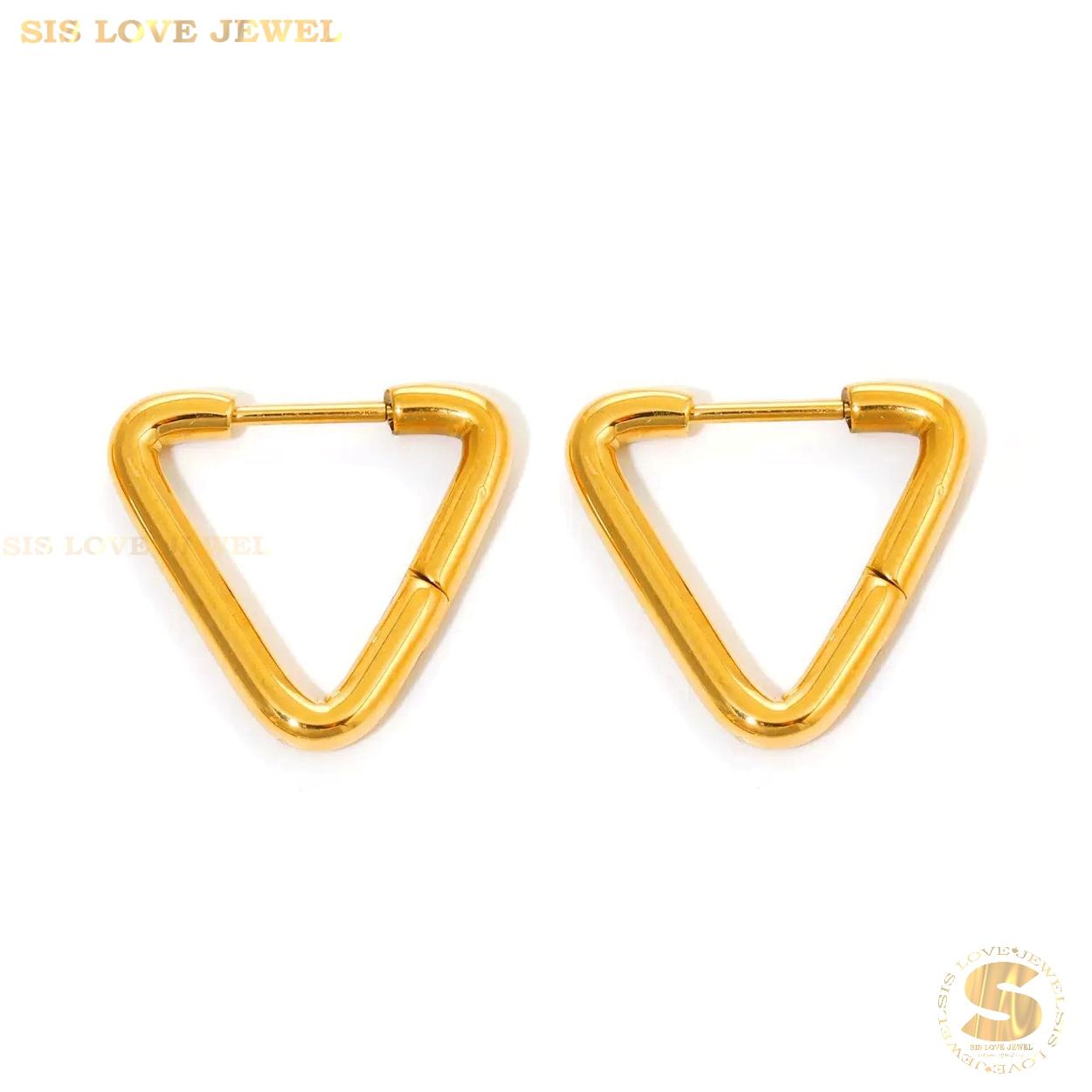 Geometric Triangle Hoop Earrings S057