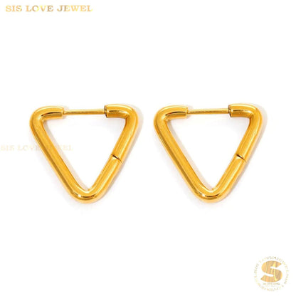 Geometric Triangle Hoop Earrings S057